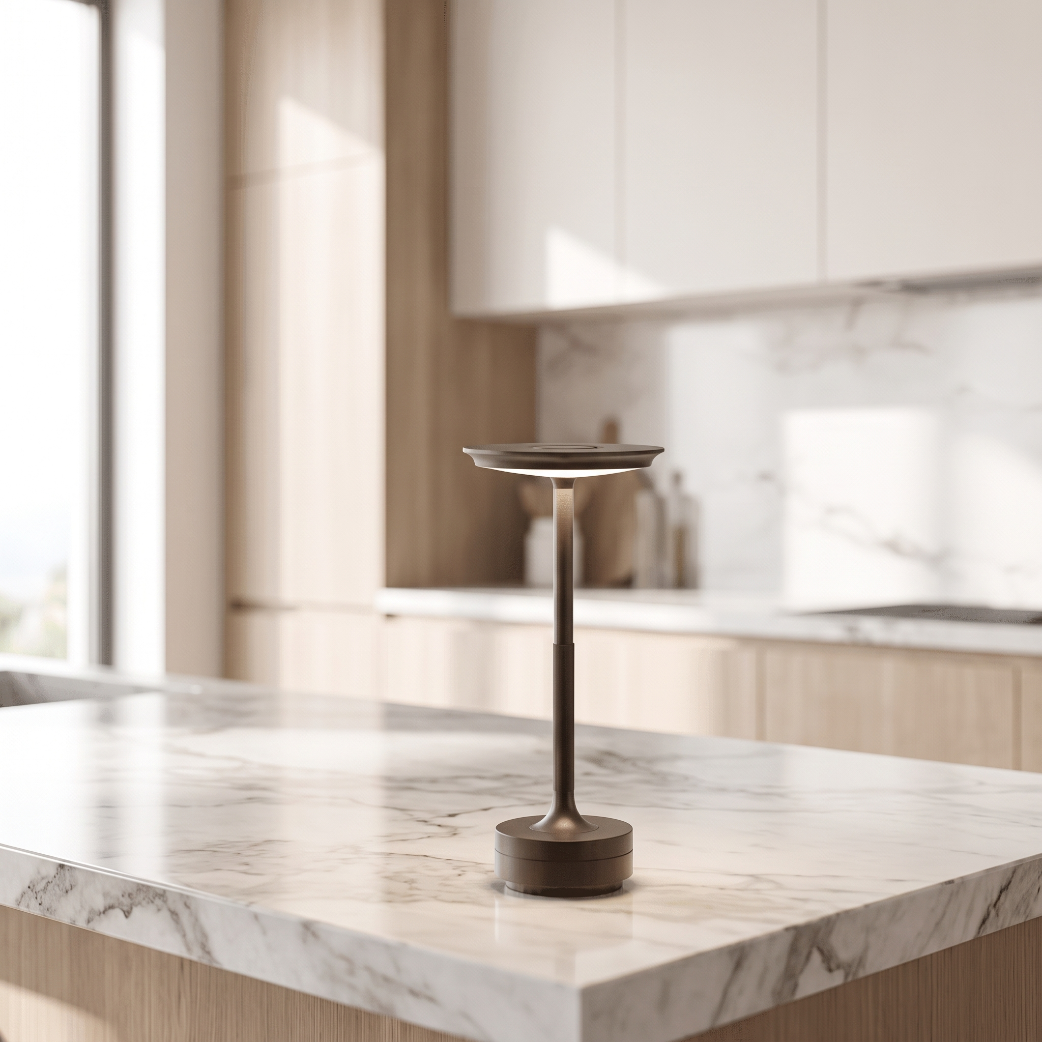 Aris table lamp on a kitchen counter
