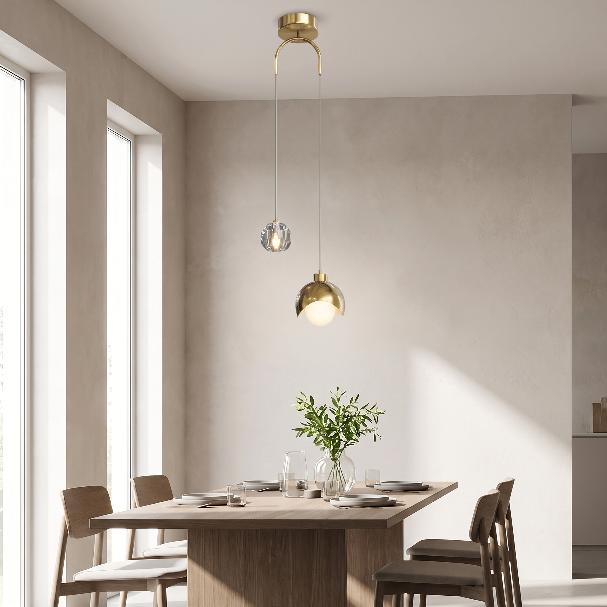 Diana pendant light above a modern dining table
