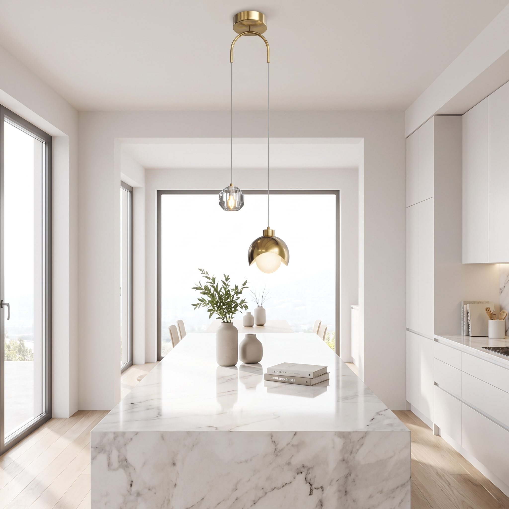 Diana pendant light above a kitchen island