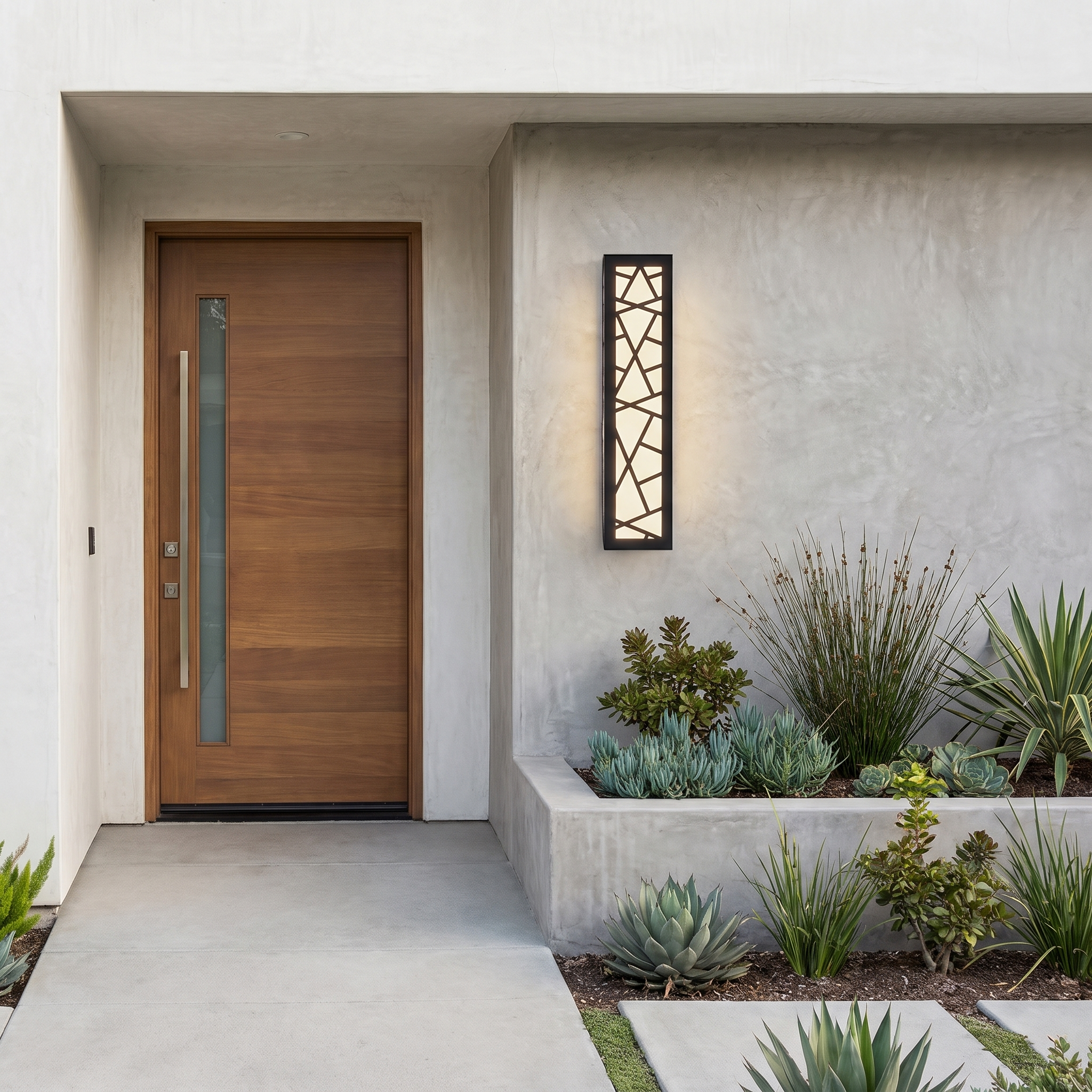Harper wall light beside a modern front entrance
