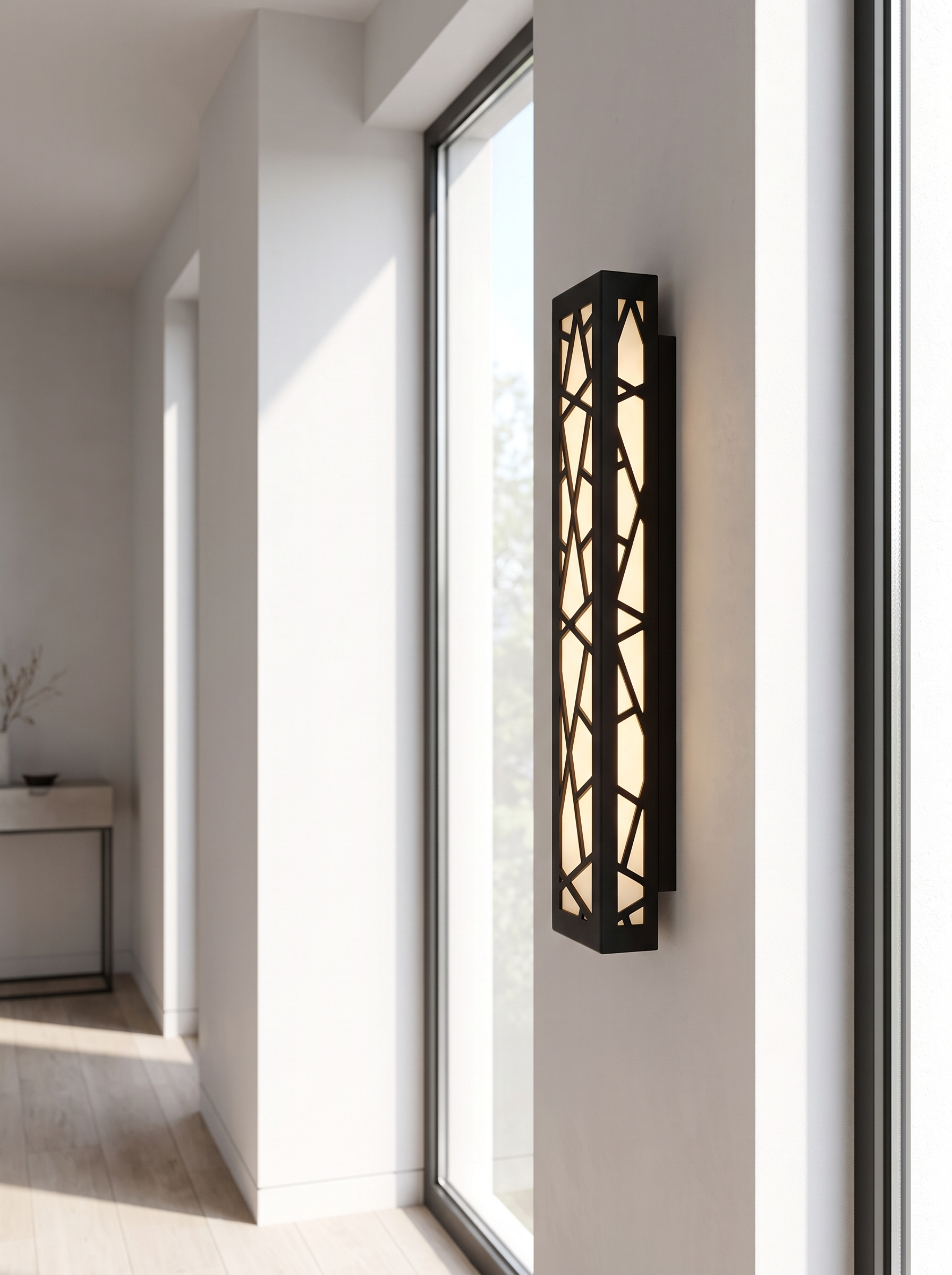 Harper wall light in a narrow entry passage