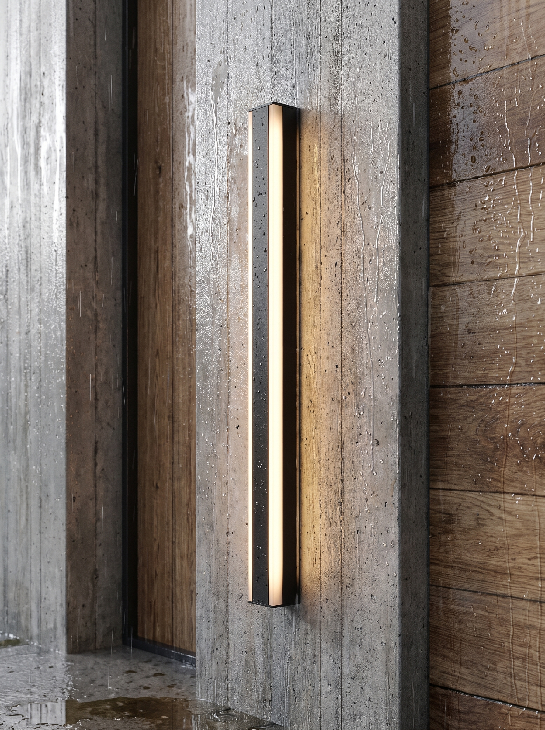 Haylen wall light on a wet exterior wall